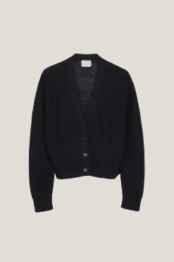 Cardigan à mailles côtelées en Lin et Coton