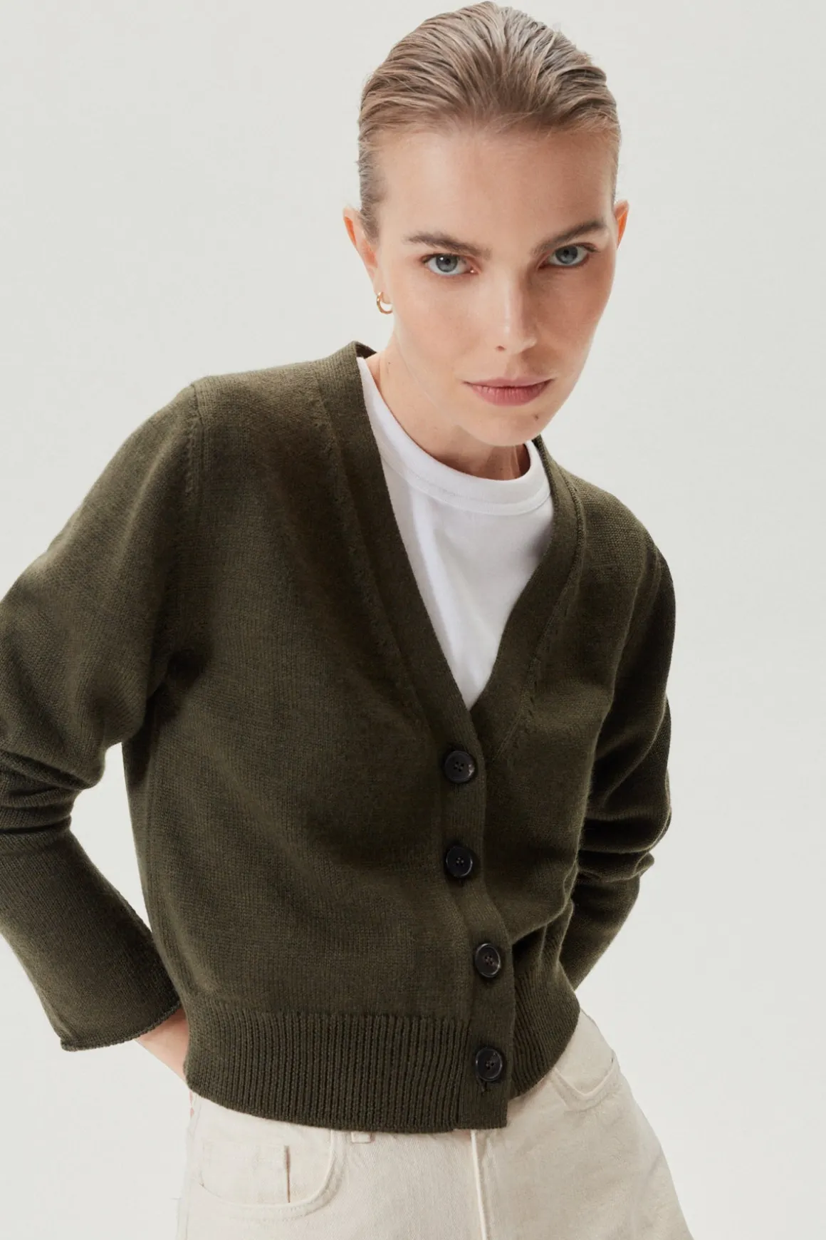 Cardigan court en Laine Mérinos