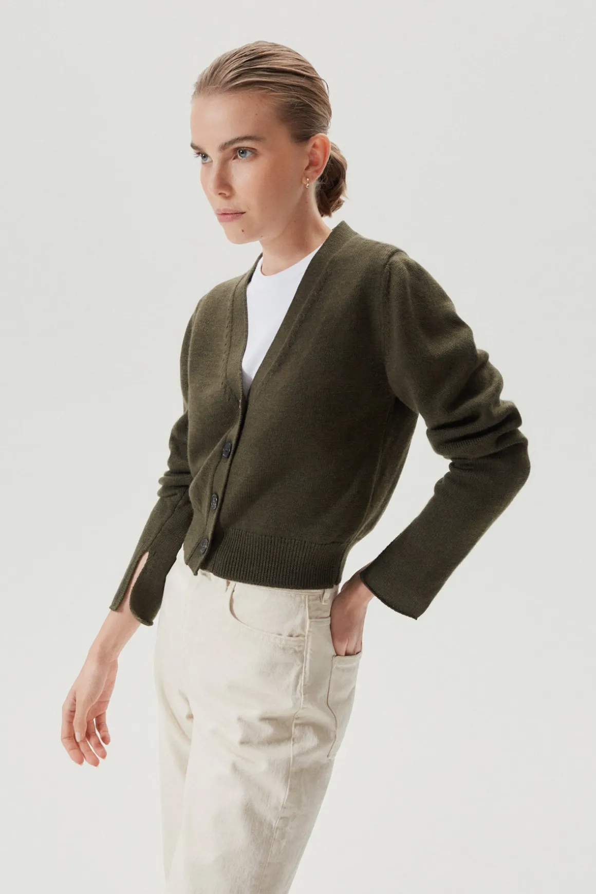 Cardigan court en Laine Mérinos