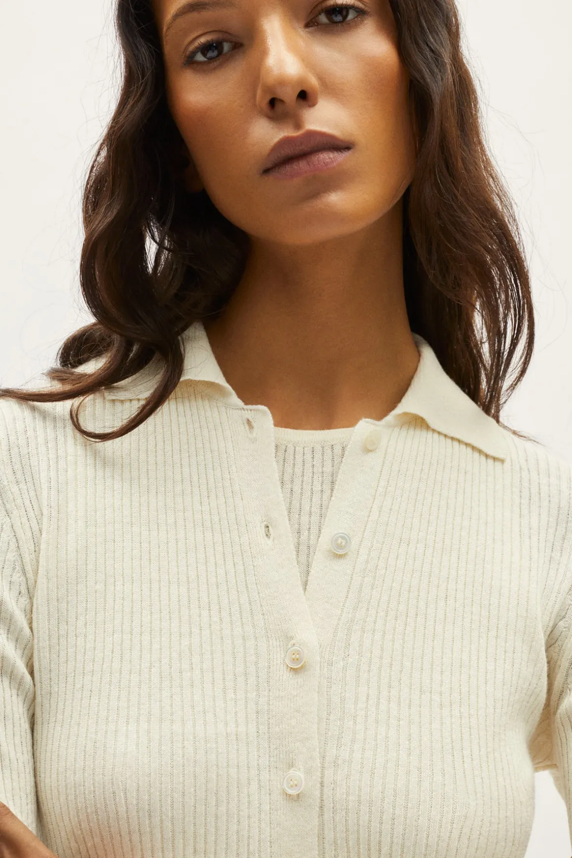 Chemise à mailles côtelées en Lin et Coton