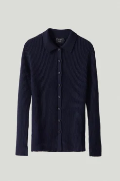 Chemise à mailles côtelées en Laine Mérinos