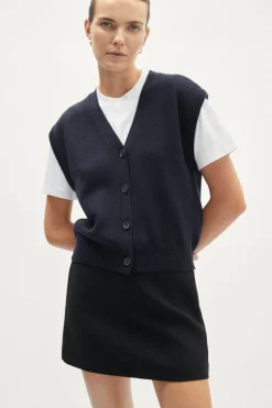 Gilet boutonné en laine mérinos