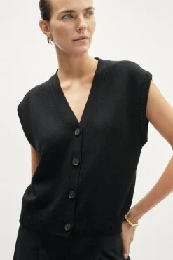 Gilet boutonné en laine mérinos