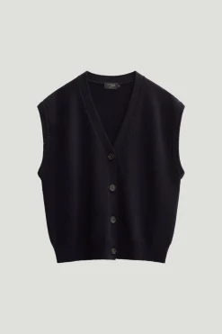 Gilet boutonné en laine mérinos