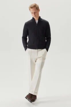 Le cardigan zippé en laine mérinos