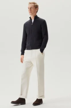 Le cardigan zippé en laine mérinos