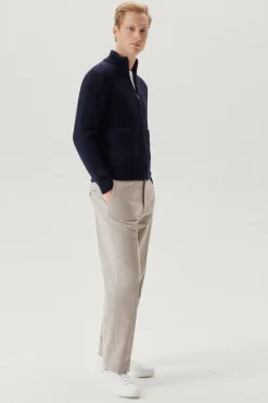 Le cardigan zippé en laine mérinos