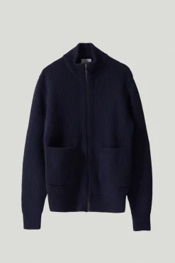 Le cardigan zippé en laine mérinos