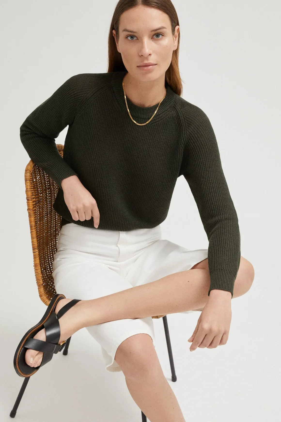 Le pull côtelé en coton en linge