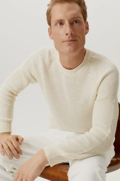 Le pull côtelé en coton en linge