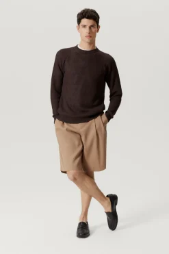 Le pull côtelé en coton en linge