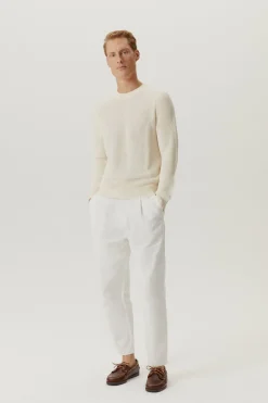 Le pull côtelé en coton en linge
