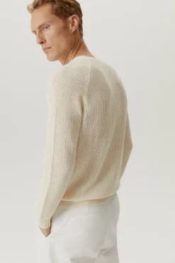 Le pull côtelé en coton en linge