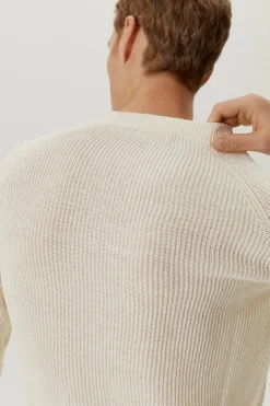Le pull côtelé en coton en linge