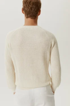 Le pull côtelé en coton en linge