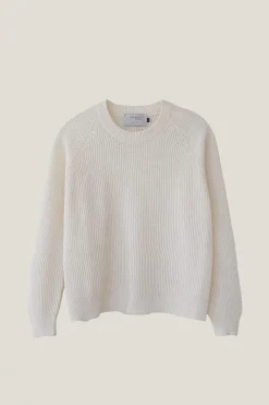 Le pull côtelé en coton en linge