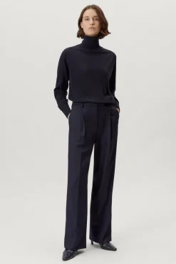 Pantalon ajusté en Laine avec pinces