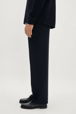 Pantalon décontracté coupe droite en laine mérinos