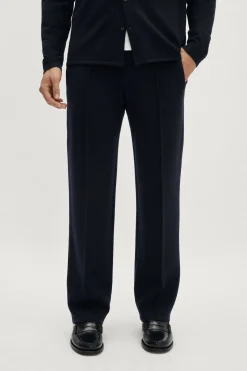 Pantalon décontracté coupe droite en laine mérinos