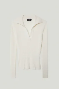 Polo à mailles côtelées en Laine Mérinos