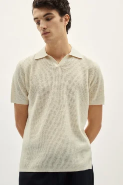 Polo en crochet de Lin et Coton