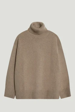 Pull à col montant côtelé en ReCashmere