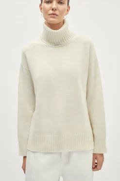 Pull à col montant côtelé en ReCashmere