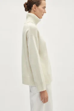 Pull à col montant côtelé en ReCashmere
