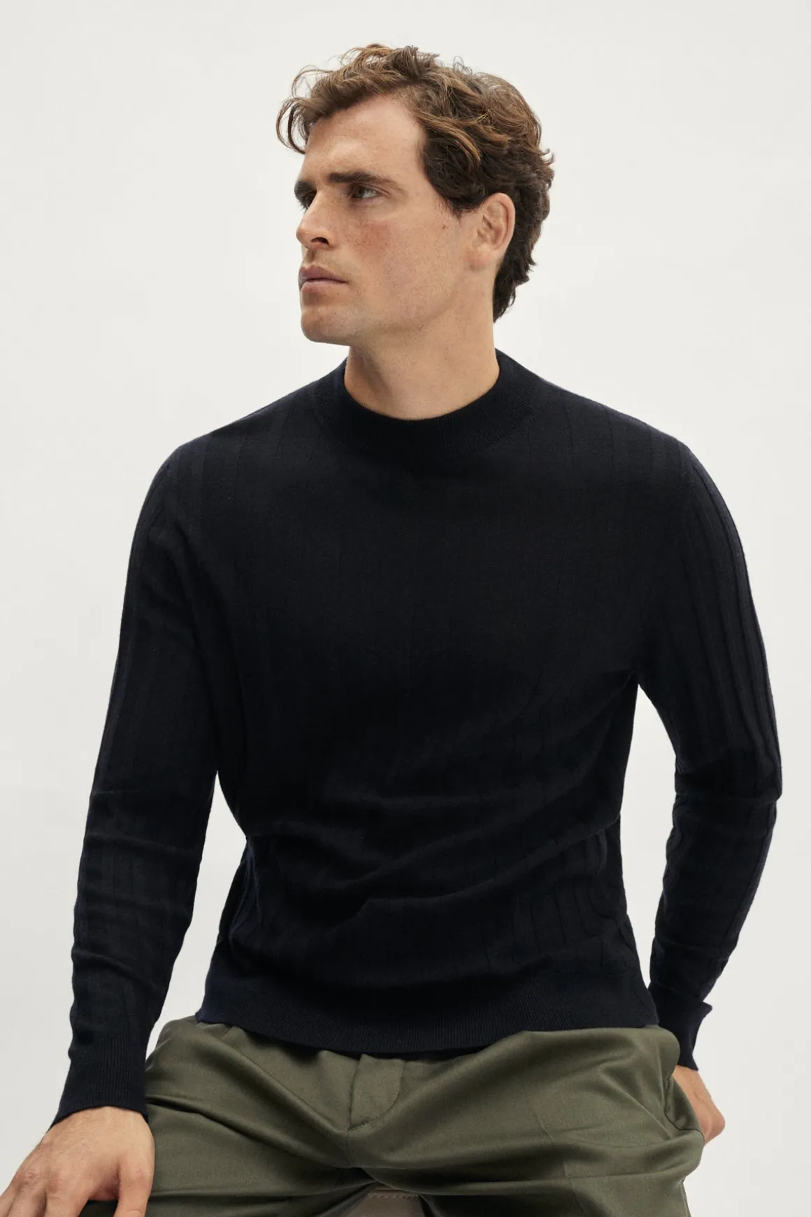 Pull à col montant côtelé ultra doux