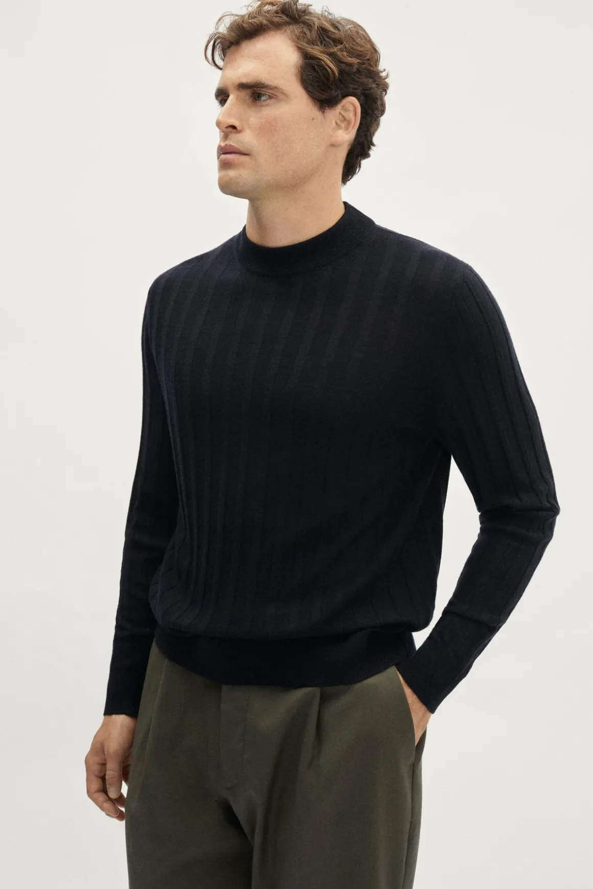 Pull à col montant côtelé ultra doux