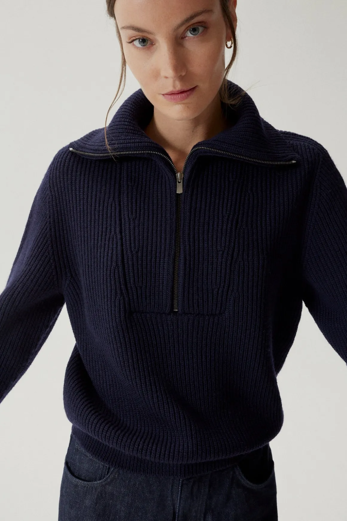 Pull demi-zip en Laine Mérinos