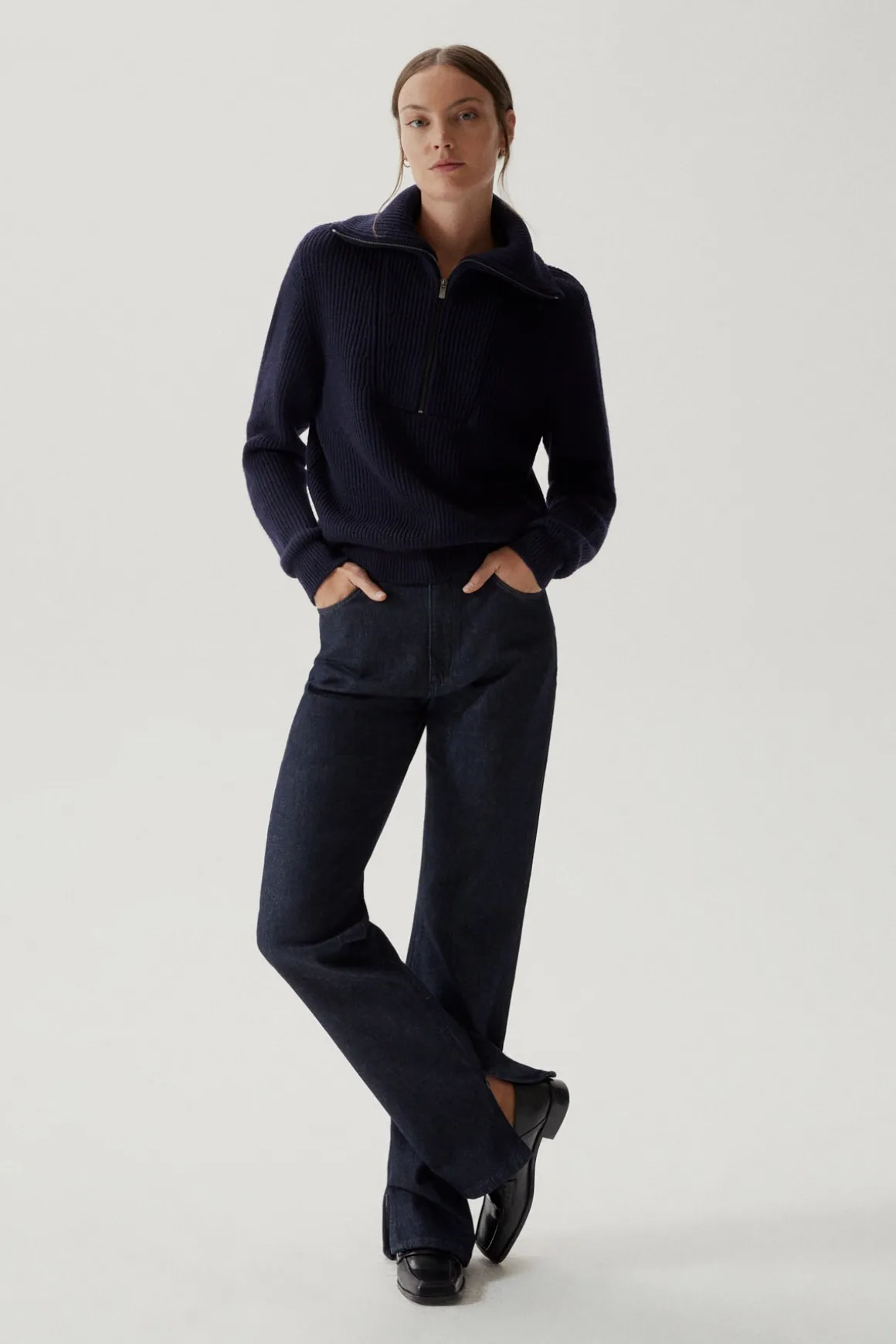 Pull demi-zip en Laine Mérinos