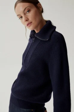 Pull demi-zip en Laine Mérinos