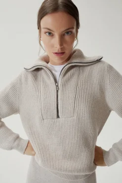 Pull demi-zip en Laine Mérinos