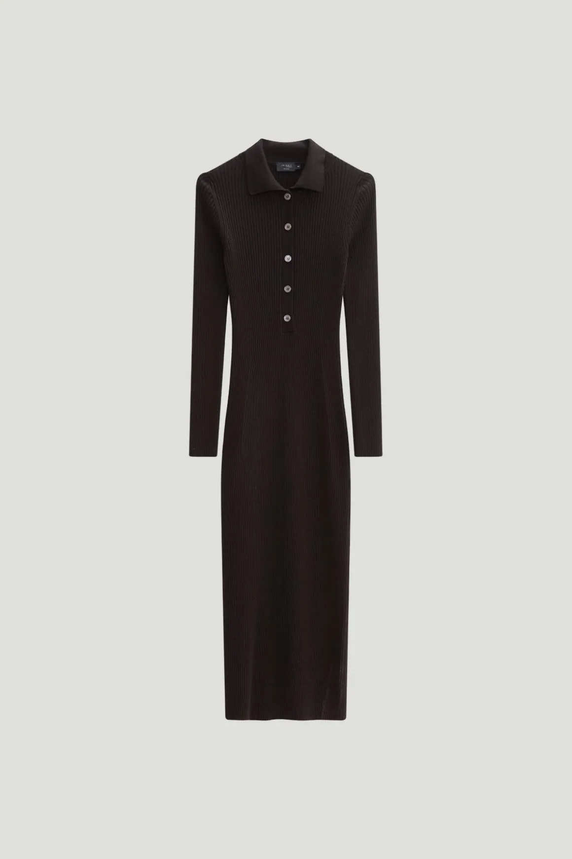 Robe polo côtelée en laine mérinos
