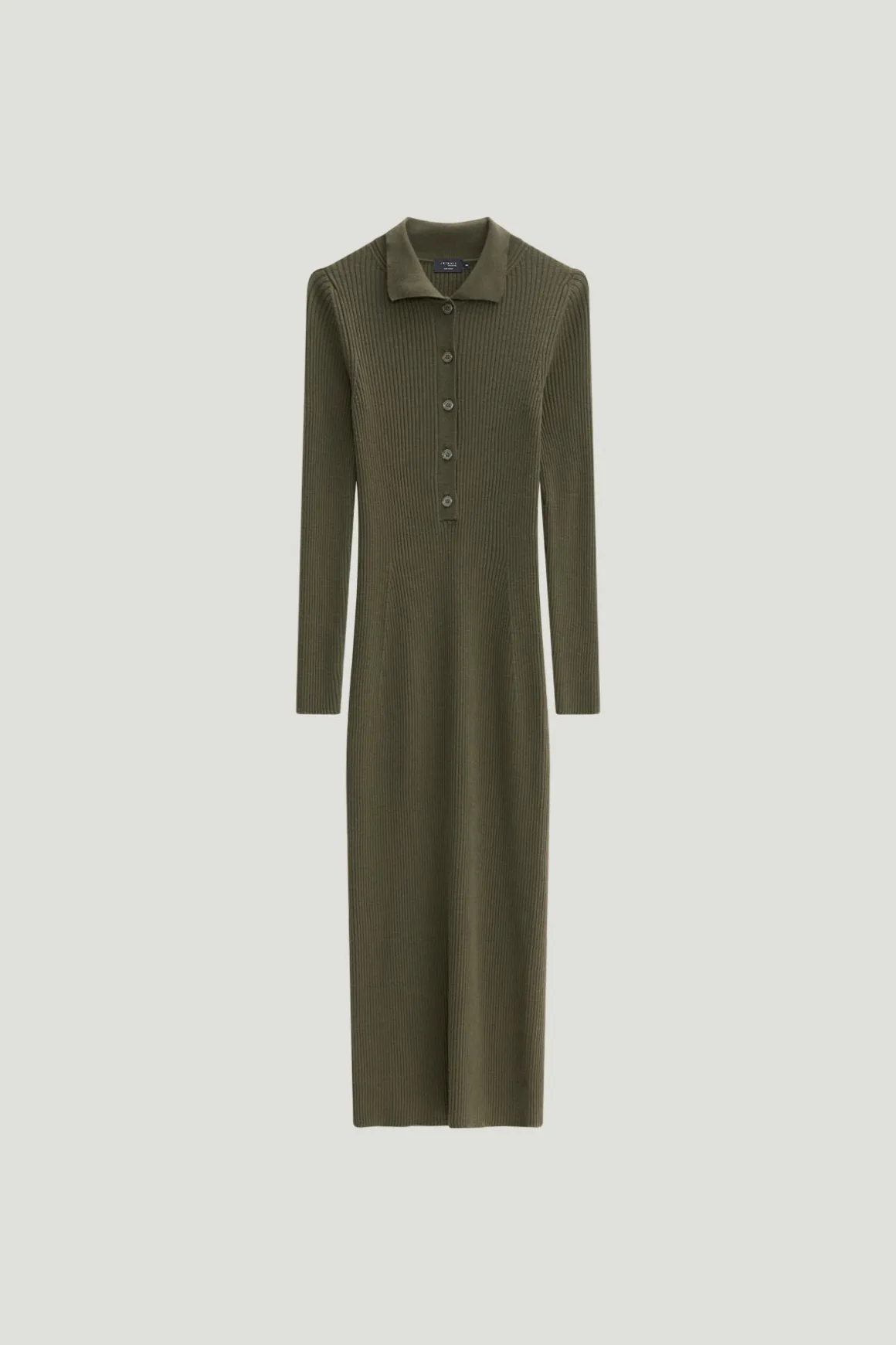 Robe polo côtelée en laine mérinos