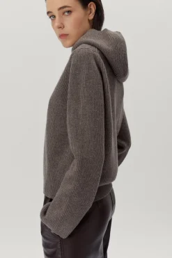 Sweat à capuche en maille de Laine côtelée