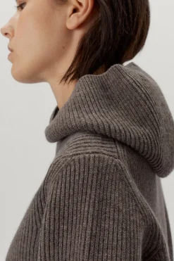 Sweat à capuche en maille de Laine côtelée