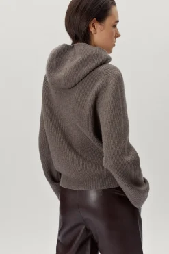 Sweat à capuche en maille de Laine côtelée