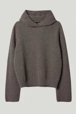 Sweat à capuche en maille de Laine côtelée