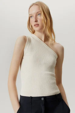 Top à une épaule en Lin et Coton