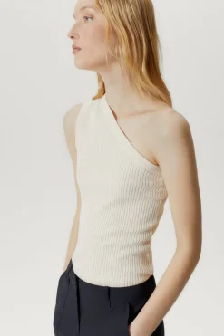 Top à une épaule en Lin et Coton