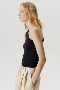 Top à une épaule en Lin et Coton