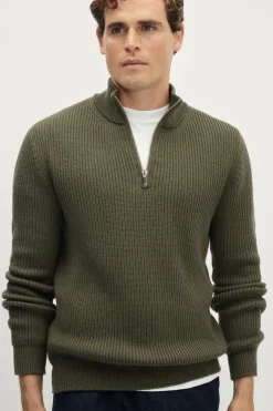 Tricot demi-zip en Laine Mérinos