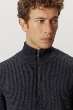 Tricot demi-zip en Laine Mérinos