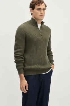 Tricot demi-zip en Laine Mérinos