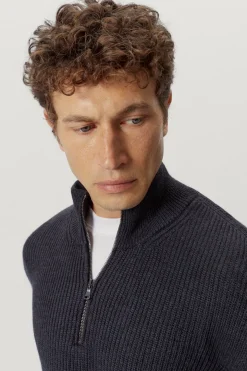 Tricot demi-zip en Laine Mérinos