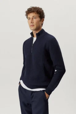 Tricot demi-zip en Laine Mérinos