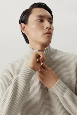 Tricot demi-zip en Laine Mérinos
