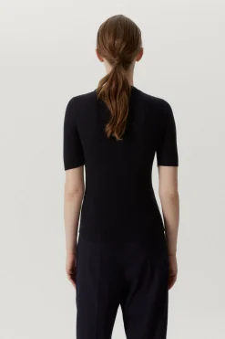 T-shirt à mailles côtelées en Laine ultra douce